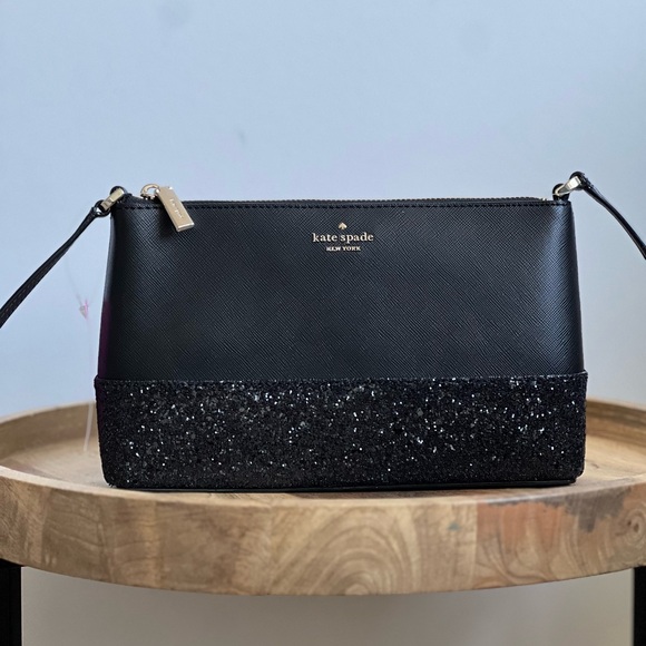 Kate Spade Flash Glitter Crossbody Black